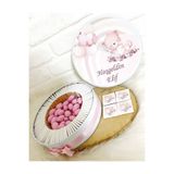 Sweet Story 80 Adet+200 Gr Drajeli Gökkuşağında Balon Tutan Ayıcık Temalı İsme Özel Hoşgeldin Kız Bebek Hediyelik Çikolata