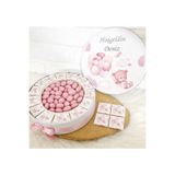 Sweet Story 80 Adet+200 Gr Drajeli Pembe Bulutta Ayıcık Temalı İsme Özel Hoşgeldin Kız Bebek Hediyelik Çikolata