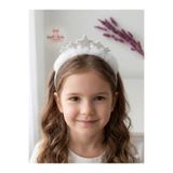 Sweet twins accessories Işıltılı Yıldızlı Beyaz Peluş Kız Çocuk Taç, Prenses Kız Çocuk Tacı