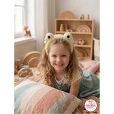 Sweet Twins Accessories Kalpli Kurbağa Gözlü Çocuk Taç Hediye Pembe Peluş Kız Çocuk Tacı