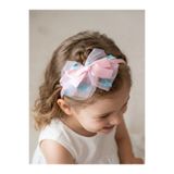 Sweet twins accessories Pembe Mavi Turuncu Çiçek Desenli Tüllü Çocuk Taç Pembe Fiyonklu Hediye Çocuk Tacı