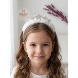 Sweet Twins Accessories Prenses Tacı Yıldızlı Beyaz Peluş Çocuk Taç Doğum Günü Parti Tacı
