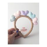 Sweet twins accessories Renkli Kalpli Peluş Kahverengi Taç Hediye Çocuk Tacı