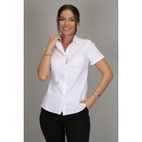 Sweetness Kadın Beyaz Gizli Düğme Kısa Kol Likralı Gömlek - 3XL