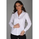 Sweetness Kadın Beyaz Gizli Düğme Likralı Uzun Kol Pamuklu Klasik Gömlek - 2XL