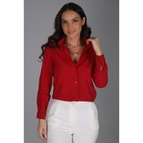 Sweetness Kadın Bordo Likralı Uzun Kol Pamuklu Klasik Gömlek - 2XL