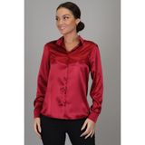 SWEETNESS Kadın Bordo Saten Uzun Kol Abiye Gömlek - XL