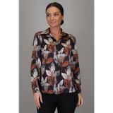 Sweetness Kadın Siyah Bakır Desenli Likralı Saten Uzun Kol Abiye Gömlek Dk 1008