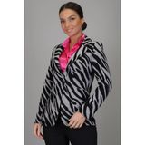 Sweetness Kadın Siyah Gri Zebra Desenli Astarsız Tek Düğme Ceket