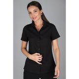 SWEETNESS Kadın Siyah Kısa Kollu Pamuklu Likralı Gömlek - XL