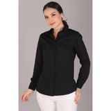 Sweetness Kadın Siyah Likralı Uzun Kol Pamuklu Klasik Gömlek - 2XL