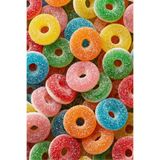 SWEETO Jelly Sour Rings Ekşi Halkalar Meyve Aromalı Jelibon Yumuşak Şeker - 1000g (1 Kg) Dev Parti ve Avantaj Boyu