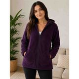Sweet's Collection Kadın Welsoft Peluş Ceket - Regular Fit - Koyu Mor