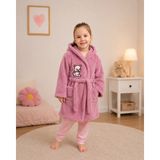 Sweet's Collection Kedi Nakışlı Çocuk Welsoft Peluş Sabahlık - Pudra - 11 - 12 Yaş