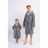 Sweet's Collection Koala Nakışlı Gri Kırçıllı Genç Çocuk Kapüşonlu Welsoft Peluş Sabahlık - 7 - 8 Yaş