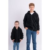 Sweet's Collection Unisex Kız Erkek Genç Çocuk Welsoft Peluş Cepli Ceket - 5 - 6 Yaş - Koyu Siyah