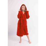 Sweet's Collection Uzun Kapüşonlu Kadın Wellsoft Peluş Sabahlık - 3XL - Ateş Kırmızı