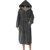 Sweet's Collection Uzun Kapüşonlu Sabahlık Welsoft Peluş - Gri - 4XL