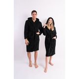 Sweet's Collection Uzun Kapüşonlu Unisex Welsoft Peluş Sabahlık - L - XL - Koyu Siyah