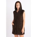Sweet's Collection Yelek Kadın Uzun Tunik Welsoft Peluş - Antik Taba