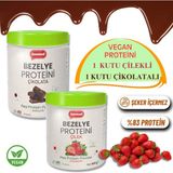Sweetwell Çikolatalı 400 gr + Çilekli 400 gr Vegan Bezelye Proteini Tozu - %83 Protein Içerir Pae Protein - Çikolata & Çilek