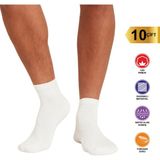 Sweex 10’lu Erkek Pamuklu Bilek Boy Patik Çorap – Nefes Alır, Terletmez, Düz Tasarım - Beyaz - 40 - 44
