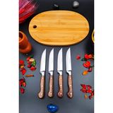 Swencraft 5 Li Bıçak Çeyiz Seti BAMBU Salata Kesme Tahtası ve Sürmene Mutfak Et Meyve Sebze Ekmek Bıçağı
