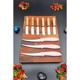 Swencraft 9 Parça Set 6 Ad Bambu Sap Tereyağı, Reçel, Çikolata Bıçağı 3 Ad Tırtıklı Mutfak Bıçağı - Pudra