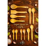 SWENCRAFT AHŞAP SERVİS SETİ DOĞAL AHŞAP KAŞIK KEVGİR PİLAV SPATULA MUTFAK ÇEYİZ SETİ