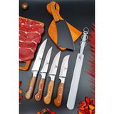 Swencraft Bıçak Seti Mutfak Et Ekmek Sebze Bıçağı & Satır & Bileme Masatı 6'lı Paslanmaz Set