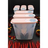 Swencraft Erzak Bakliyat Saklama Kabı ( 4 Litre ) Kiler Box 6 'lı Set Lüks Şık Kutu Çeyiz Seti Pembe