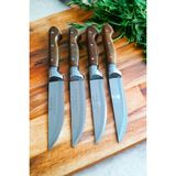 Swencraft Sürmene Mutfak Sebze Et Ekmek Bıçak Seti 4'lü Çeyiz Seti Ahşap Ceviz Sap 22 cm