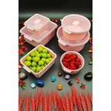 Swencraft Vakumlu Saklama Kabı Hava Geçirmez 6'lı Set Mikrodalgaya ve Derin Dondurucuya Girebilen Şık Kutu - Açık Pembe