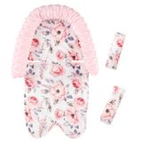 SWESEN Bebek baş desteği ve kayış kılıfı, araba koltuğu için, minky bebek araba koltuğu kızlar için baş desteği, yenidoğan araba koltuğu ek minderi, bebek arabaları, sallanma, pembe çiçekli