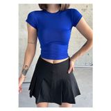 Swet Shop Jeans Saks Mavi Bisiklet Yaka Basic Kadın T-Shirt Saks Mavi L