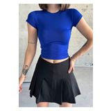 Swet Shop Jeans Saks Mavi Bisiklet Yaka Basic Kadın T-shirt