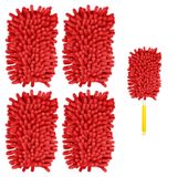 Swiffer için 4 adet Toz Yedekleri, Mikrofiber Tavan Vantilatörü Silgi 360 Silgi Yedekleri, Swiffer ile Uyumlu Temizlik için Ağır Hizmet Tipi El Silgi Makineleri (Kırmızı)