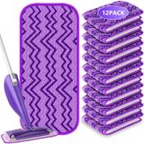 Swiffer Islak Jet Paspaslarıyla Uyumlu 12 Yeniden Kullanılabilir Paspas Pedleri, Mikrofiber Islak Jet Pedleri Yedekler Swiffer WetJet için Yıkanabilir Kuru Islak Paspas Bezleri 12 inç Paspas Çok
