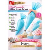 Swift Shop İvory 2 (ADET) Silikon Krema Torbası – Yıkanabilir , Tekrar Kullanılabilir Pasta Süsleme Torbası