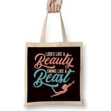 Swim Like Beast Swimmer Swimming Pool Swim Instructor Coach Bez Çanta Uzun Saplı - Açık Bej - 40 X 40