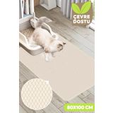 Swimchair Hücreli Kedi Tuvaleti Önü Paspası Kedi Kumu Matı (80X100 CM) - Krem
