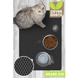 Swimchair Hücreli Kedi ve Köpek Maması Matı Su Geçirmez Tuvalet & Mama Kabı Paspası (50x80 cm) - Antrasit Gri