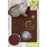 Swimchair Hücreli Kedi ve Köpek Maması Matı Su Geçirmez Tuvalet & Mama Kabı Paspası (50x80 cm) - Kahverengi
