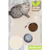 Swimchair Hücreli Kedi ve Köpek Maması Matı Su Geçirmez Tuvalet & Mama Kabı Paspası (50x80 cm) - Krem