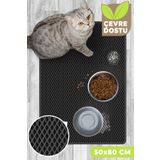 Swimchair Hücreli Kedi ve Köpek Maması Matı Su Geçirmez Tuvalet & Mama Kabı Paspası (50x80 cm) - Siyah