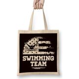 Swimming Team American Us Flag Swimmer Swim Athlete Coach Bez Çanta Uzun Saplı - Açık Bej - 40 X 40
