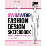 Swimwear Fashion Design Sketchbook: 200-Page 8.5x11 Female Fashion Template with Material, Pattern & Color Palette | Front & Back Figure Outlines for Fashion Sketches