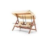 Swing İkiz Kule İki Kişilik Ahşap Dış Mekan Bahçe Balkon Ve Teras Salıncağı Krem