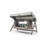 Swing Saltanat Ahşap Rattan Salıncak Dış Mekan Bahçe Balkon Ve Teras Salıncağı Gri