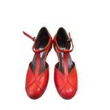 SWINGTIME – T-Strap SWING-LİNDY HOP- Dans Ayakkabısı (Kırmızı Deri) (EU Ayakkabı Beden Sistemi, Yetişkin, Sayısal, Orta, 39)